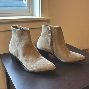 Grey/taupe suede booties by Able